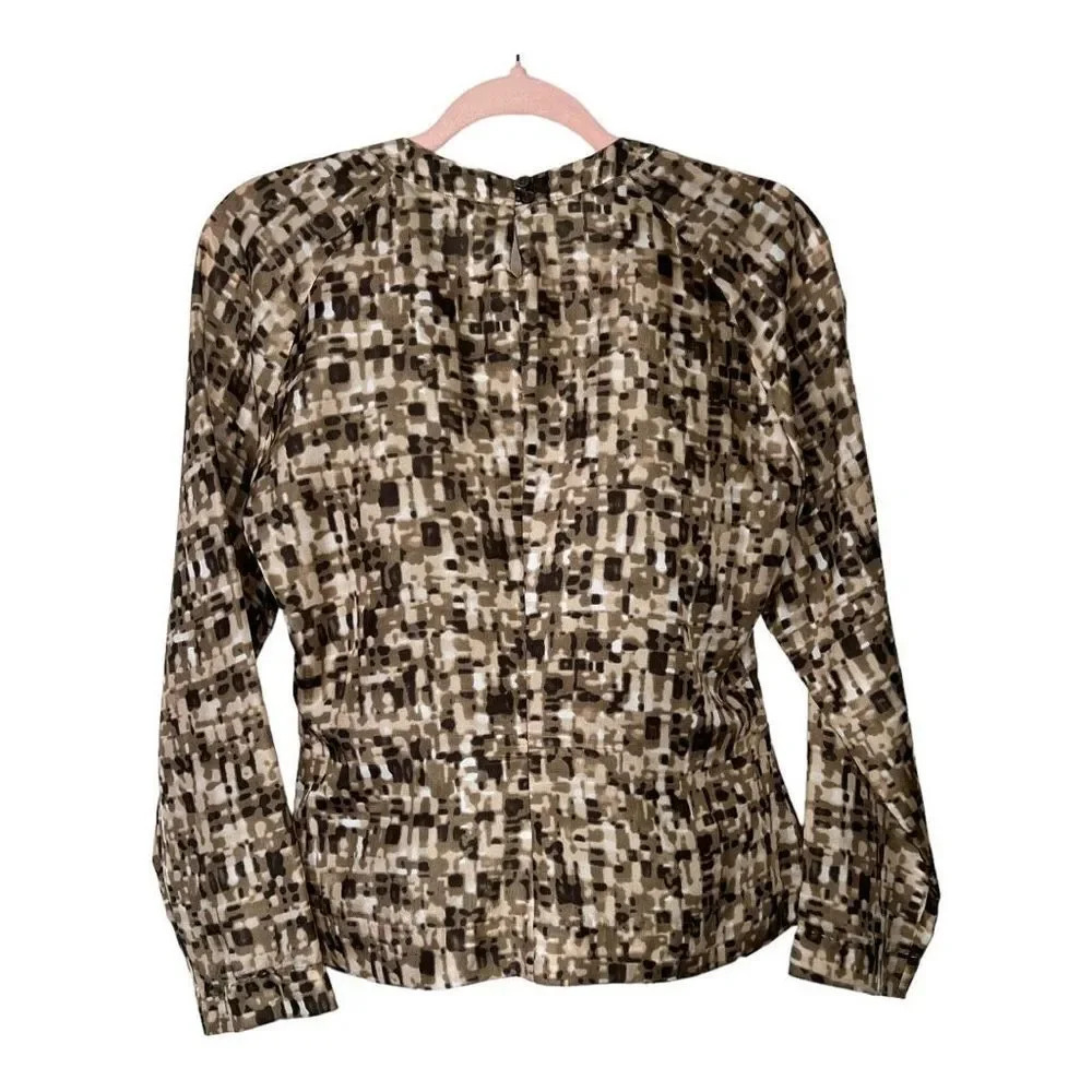 Boss by Hugo Boss Women's Crew Neck Keyhole Back Silk Long Sleeve Blouse…